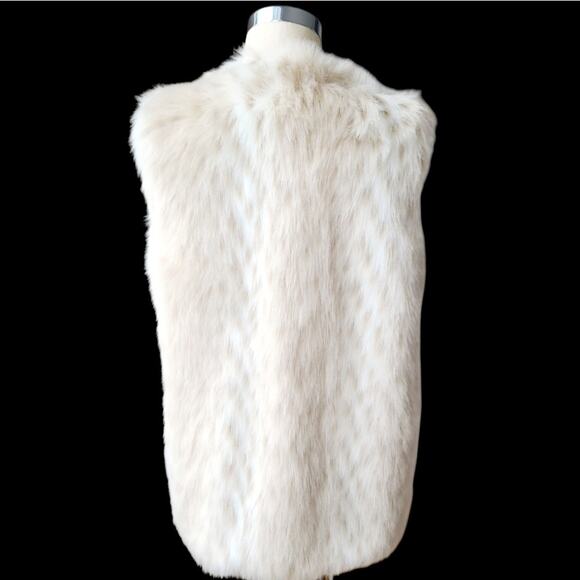 Betsey Johnson Y2K Snow Leopard Faux Fur Vest Glam Shaggy Statement Size S - Picture 3 of 8